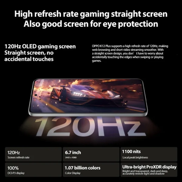⁦هاتف ذكي OPPO K12 Plus 5G أصلي Snapdragon 7 Gen 3 50MP كاميرا ثلاثية 6.7 بوصة 120 هرتز شاشة AMOLED 6400 مللي أمبير 80 وات SuperVOOC NFC (نسخة)⁩ - الصورة ⁦5⁩