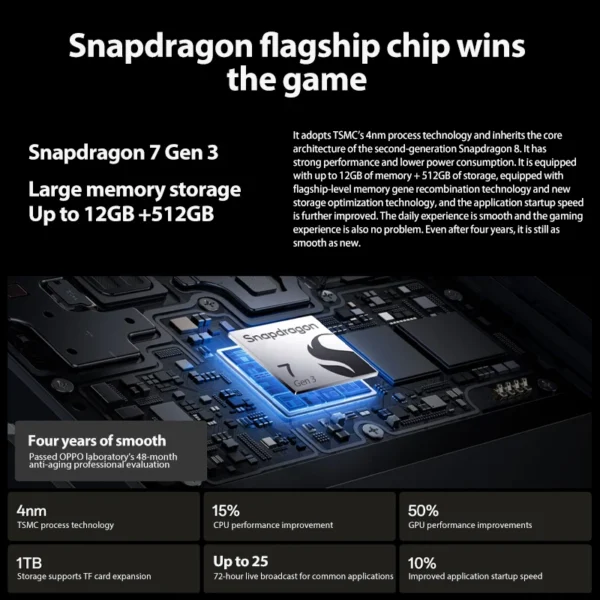 ⁦هاتف ذكي OPPO K12 Plus 5G أصلي Snapdragon 7 Gen 3 50MP كاميرا ثلاثية 6.7 بوصة 120 هرتز شاشة AMOLED 6400 مللي أمبير 80 وات SuperVOOC NFC (نسخة)⁩ - الصورة ⁦4⁩